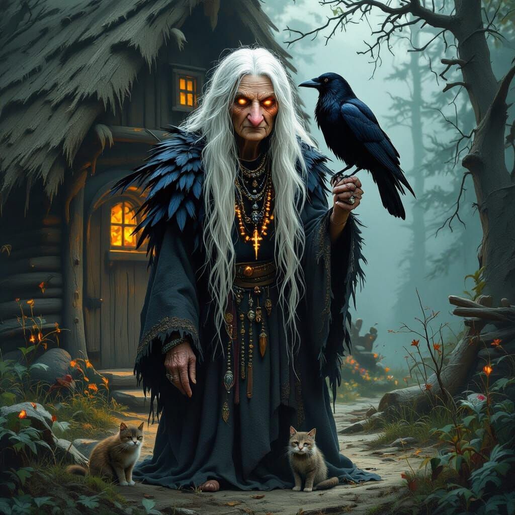 Ancient Witch in Dark Fantasy Matte Painting