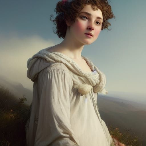 Herdsman's Daughter Portrait in Flowery Dress