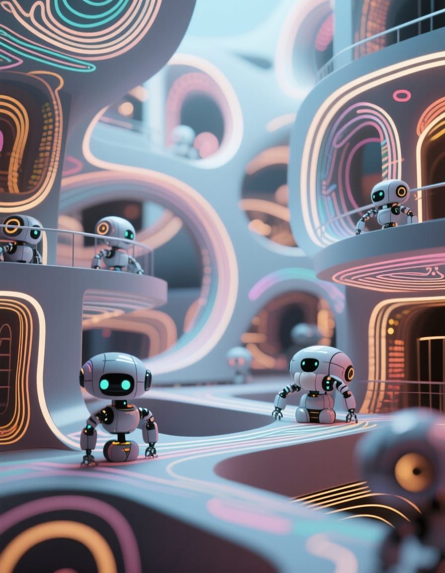 Artitechtural Negativespace Luminodoodleblend Structures wit...