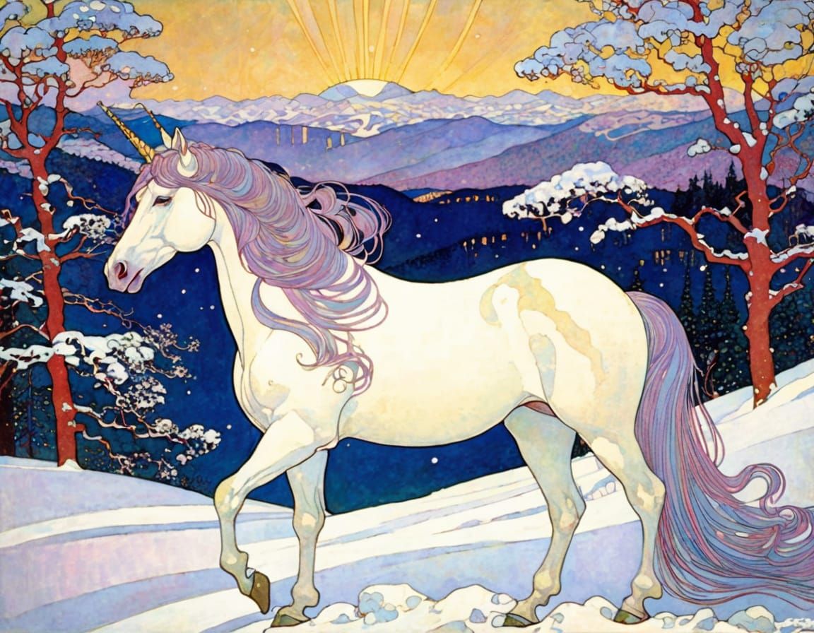 Winter Unicorn in Opulent Style