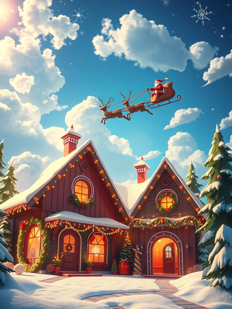 Whimsical Christmas Scene in Fantasy Video Game Style