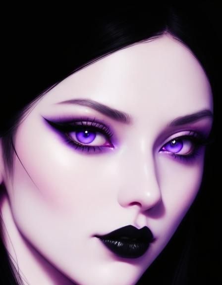 Realistic portrait of a ethereal gothic young lady with long...