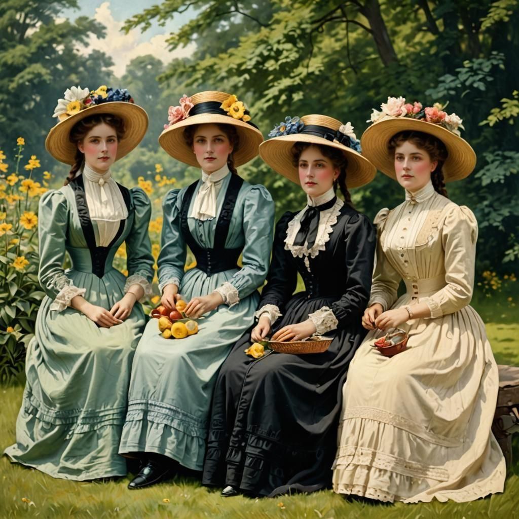 Victorian Women Enjoying a Hot Summer Day