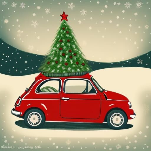 Fiat 500 with Christmas Tree, Bauhaus Style