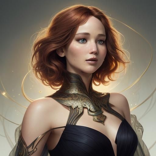 Auburn Beauty Amidst Luminescent Vines