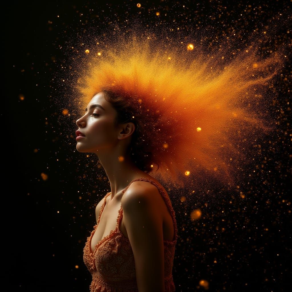 Woman Emerges From Fiery Starburst Explosion