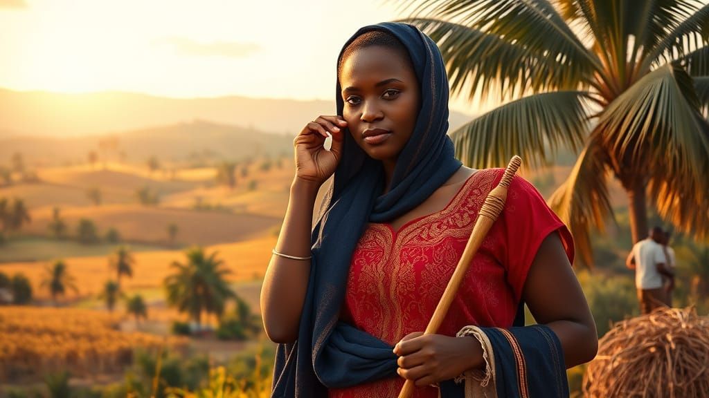 Serene Rural Woman in Traditional Attire
