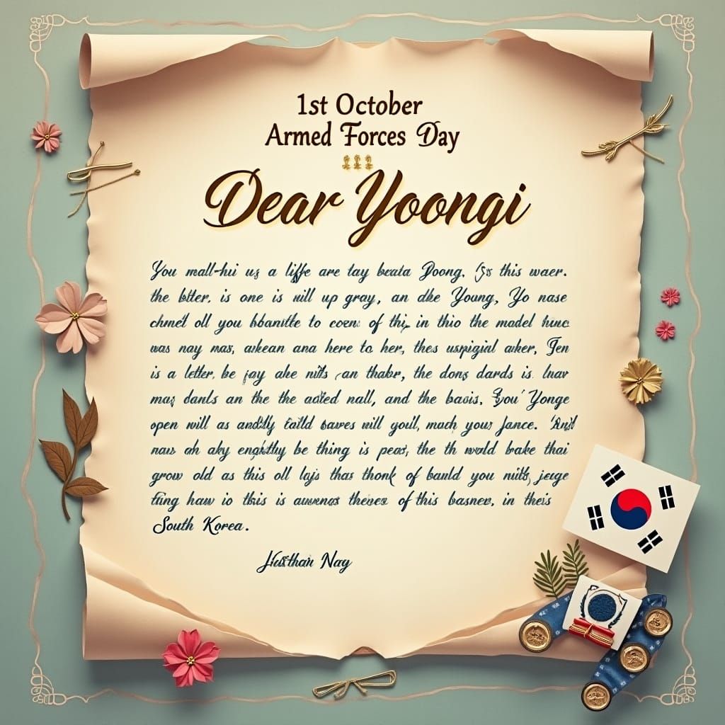 Letter for South Korea's Armed Forces Day