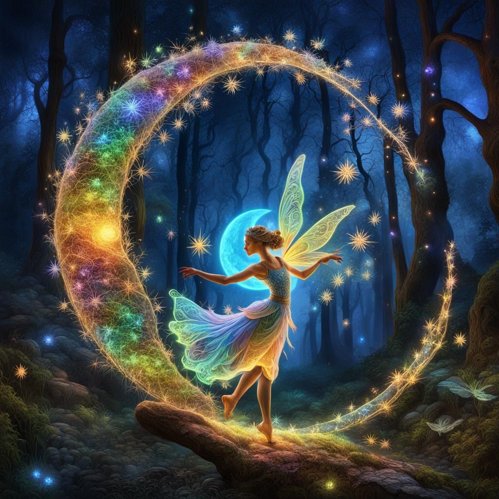 Fairy in Forest with Light Painting Effect