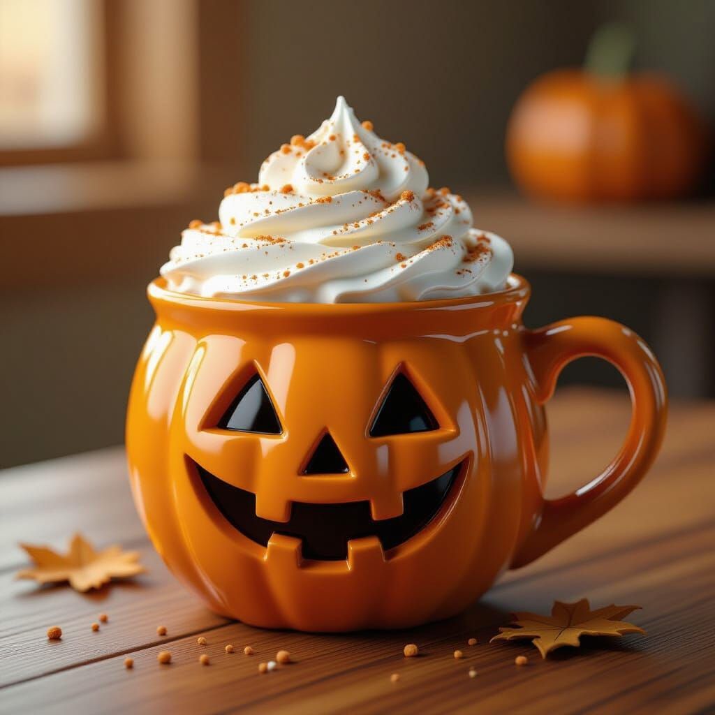 Jack-O'-Lantern Mug with Pumpkin Spice Latte