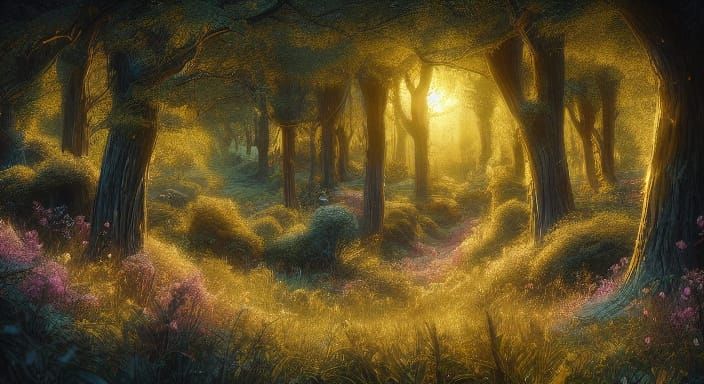 Vibrant Vineyard Dreamscape in Mixed Media