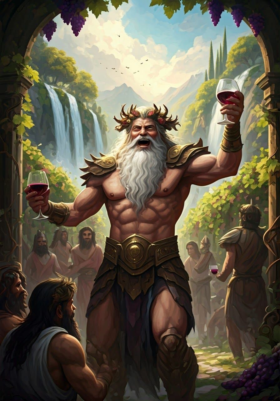 Dionysus's Wine Feast in a Vineyard Valley