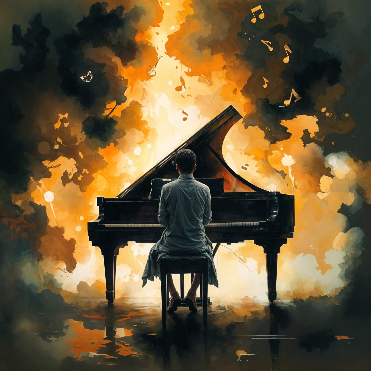 Surreal Hallelujah Composition in Alcohol Ink Style