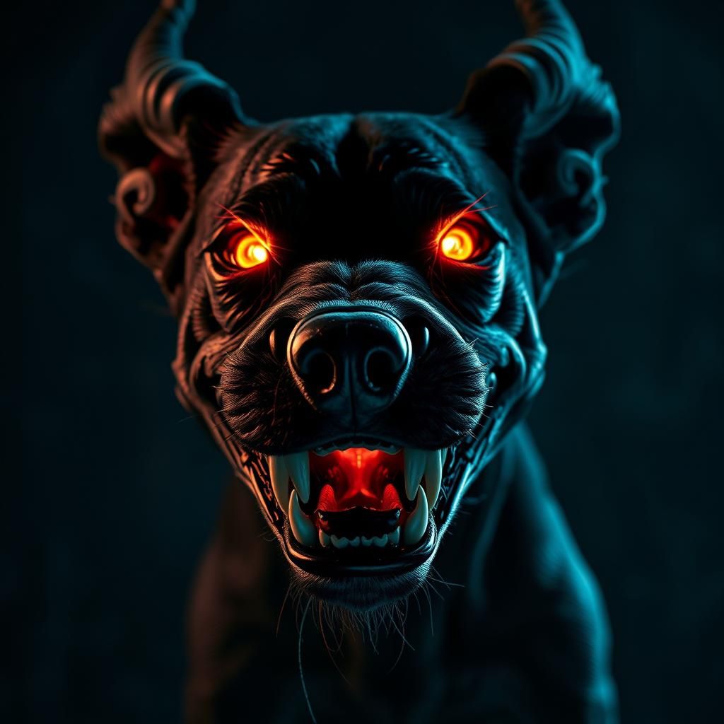 Demonic Dog Encased in Skin, Cinematic Lighting