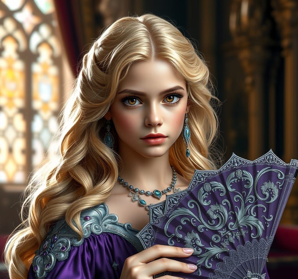 Fantasy Princess in Royal Chamber, Digital Art