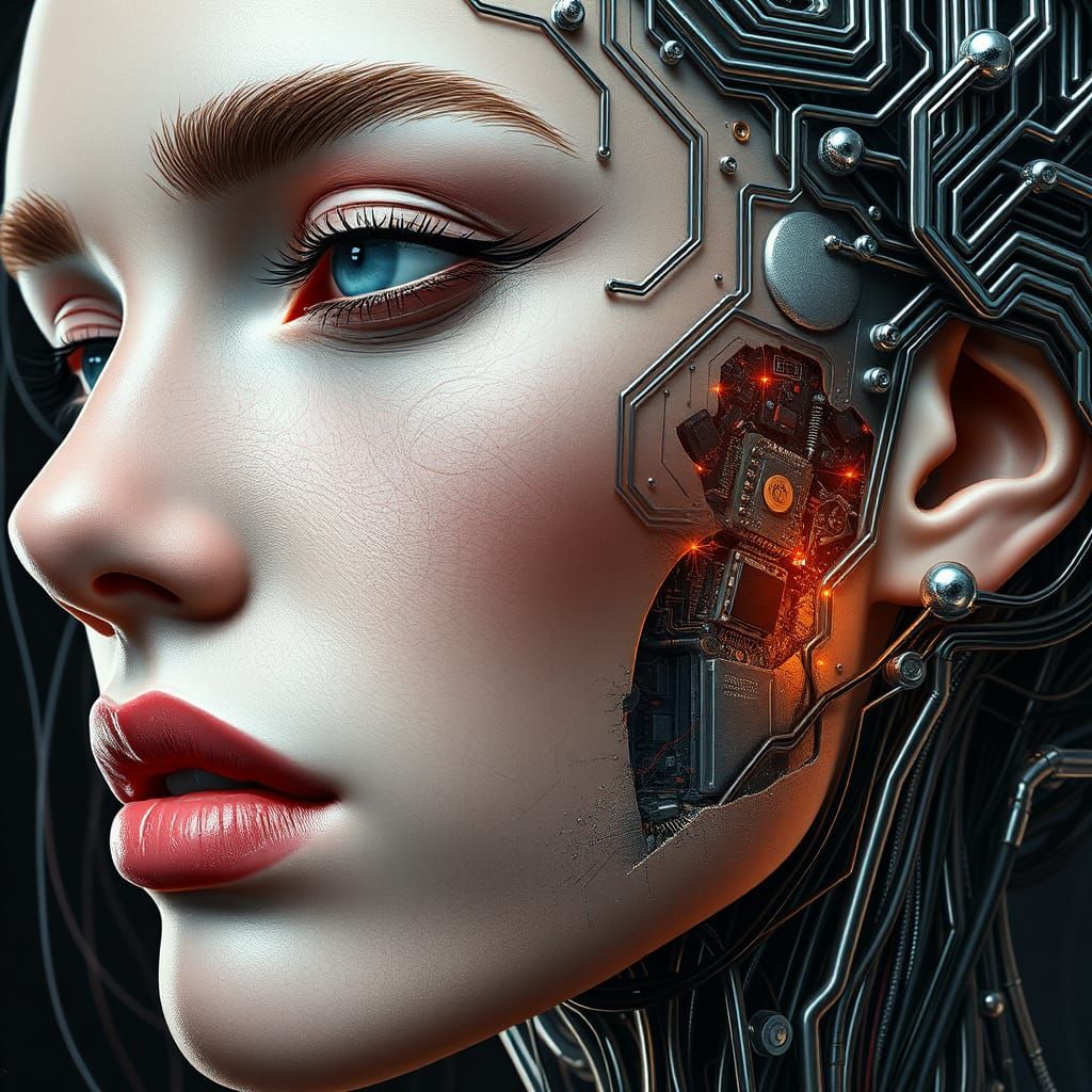 Cyborg Beauty Unveiled in Pixelated Reveal