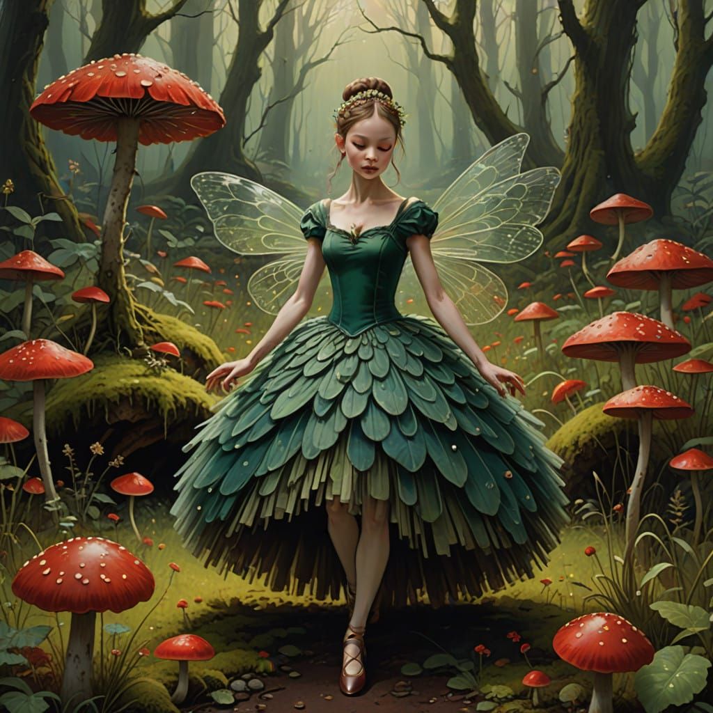 Tiny Ballerina in a Whimsical Forest