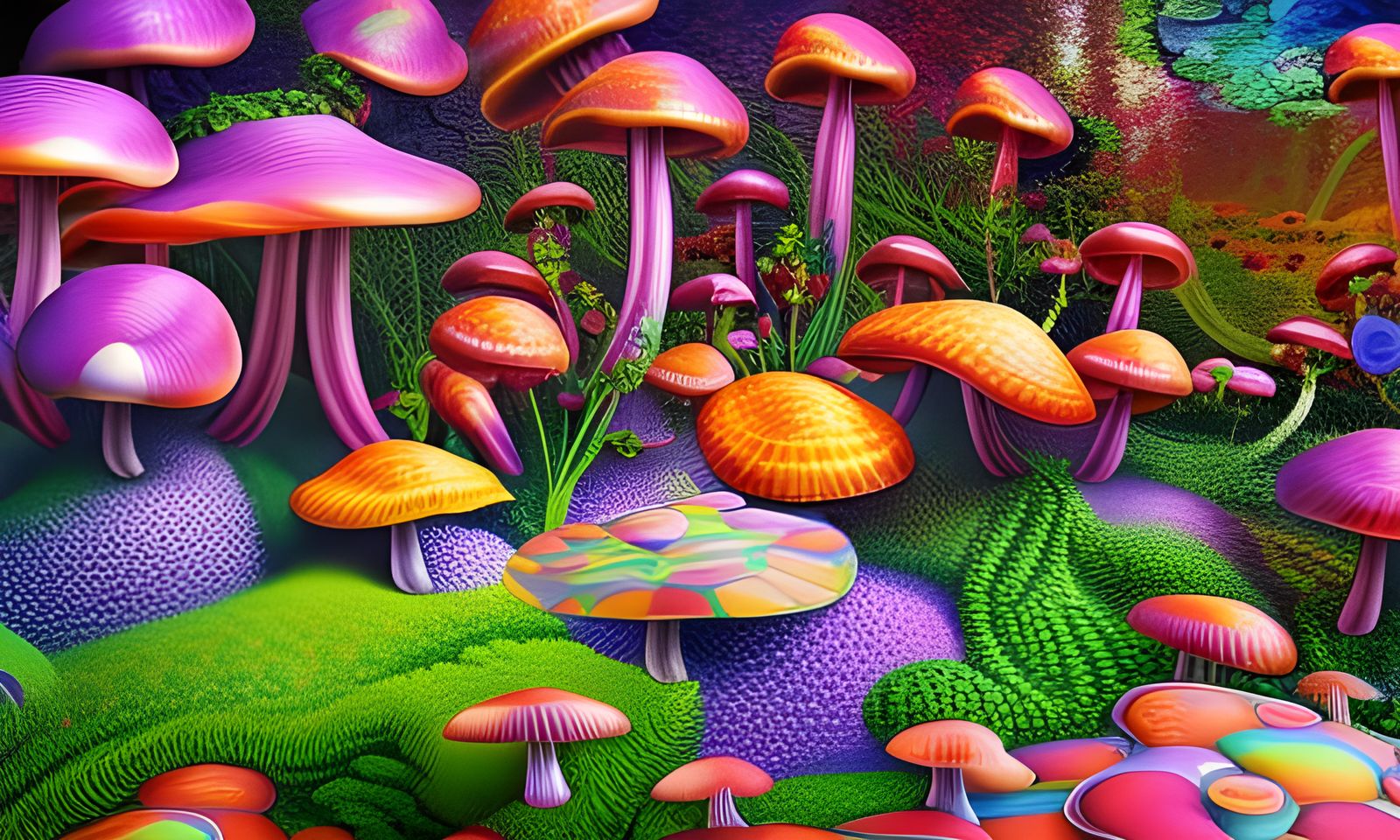 Psychedelic Mushroom Garden