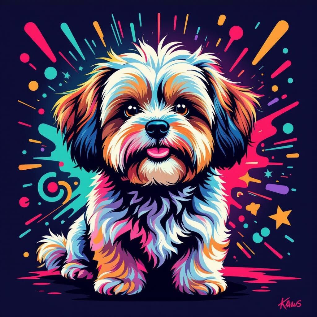 Sassy Havanese Dog Amplified with Vibrant Colors
