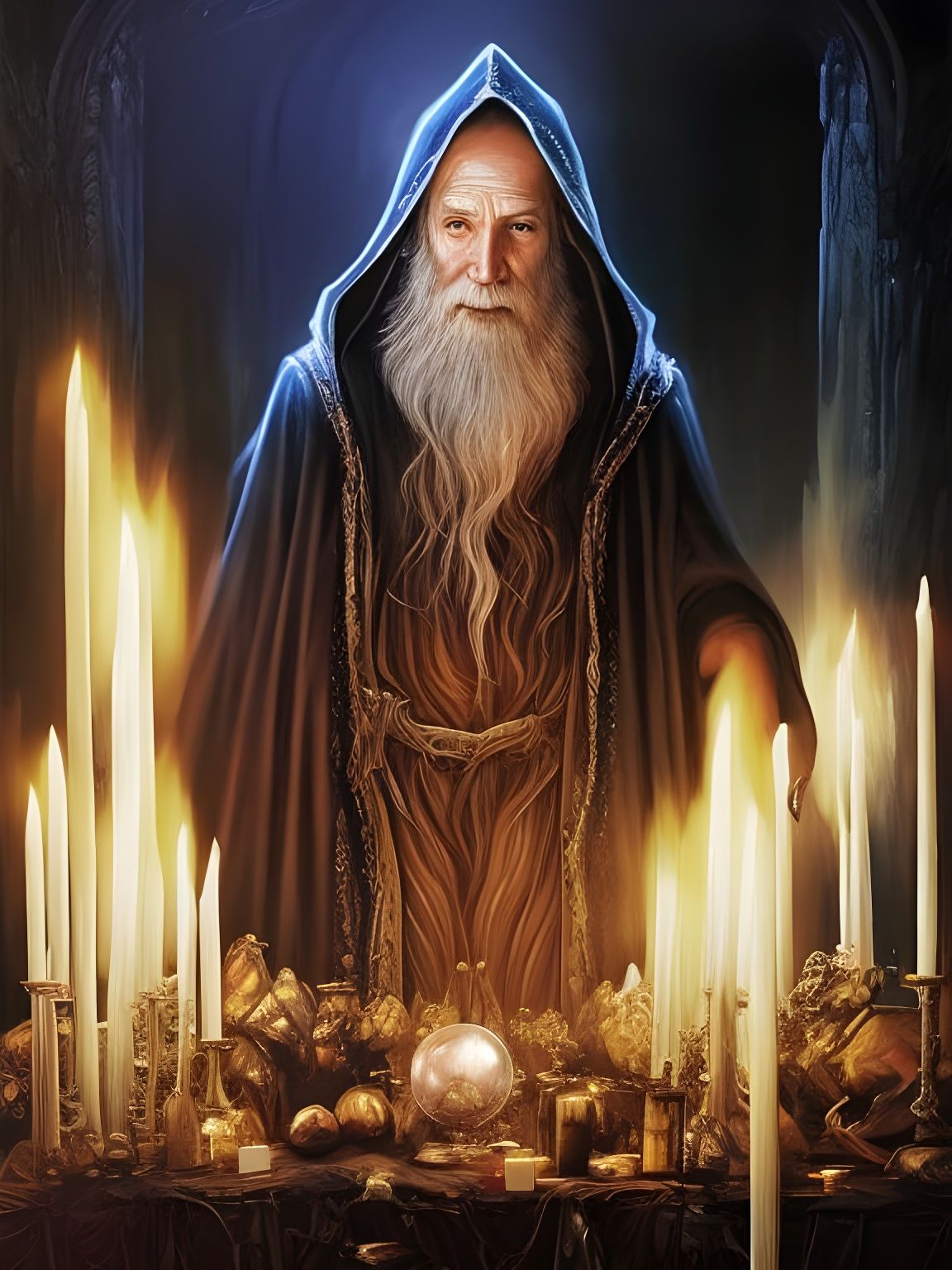 Ethereal Wizard Casting Demonic Magic, Fantasy Art