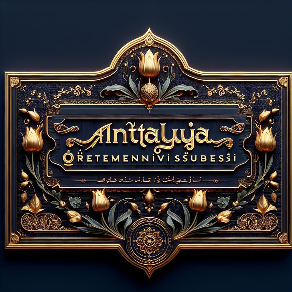 Ottoman Signboard with Golden Ornaments and Calligraphy