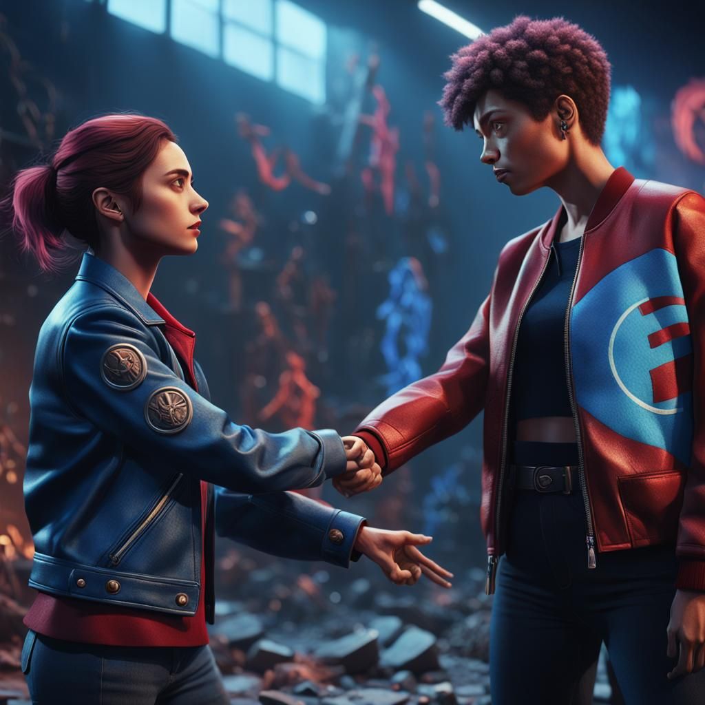 Woman Defiant in Nostalgic Fantasy Art