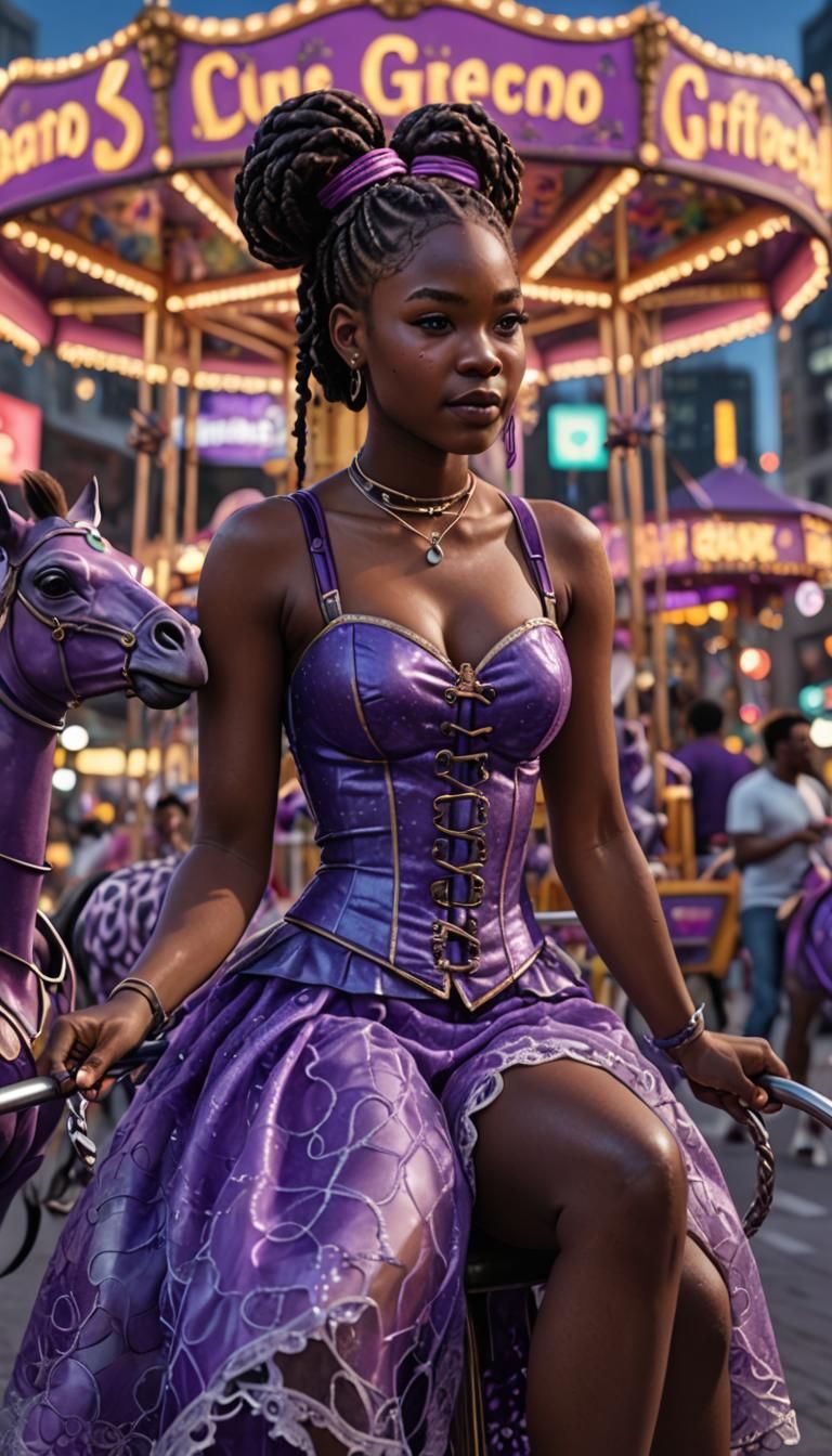 Image of a beautiful Ebony 30 year old woman with long, braided pigtails