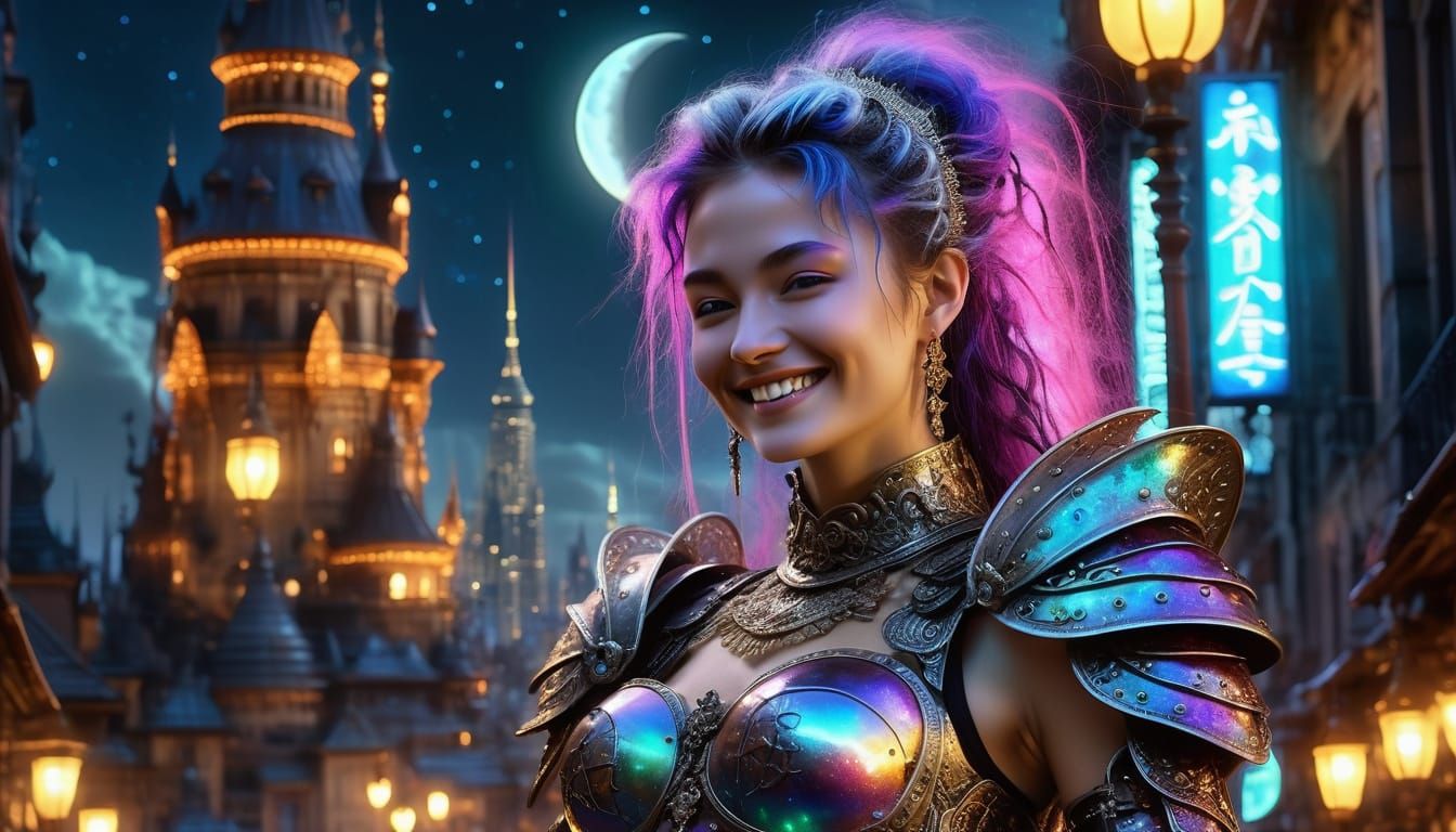 Ethereal Woman in Moonlit City, Dark Fantasy Art