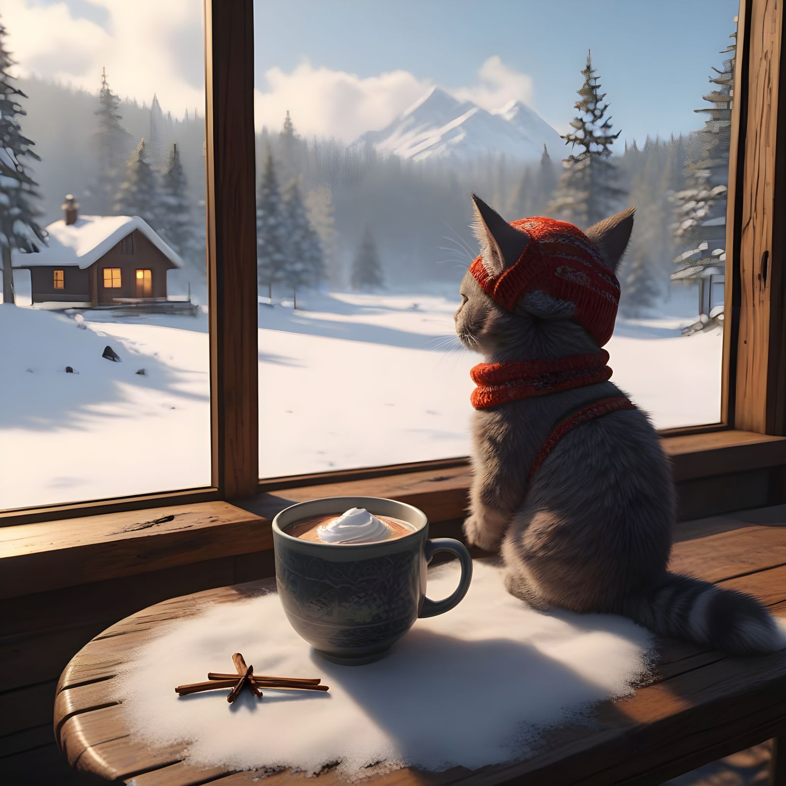 Whimsical Kitty in Winter Wonderland