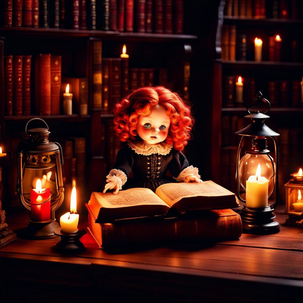 Creepy Porcelain Doll in Dark Academia Style