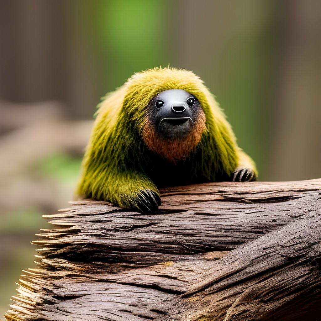 Cute Sloth on Branch: Detailed Matte Painting