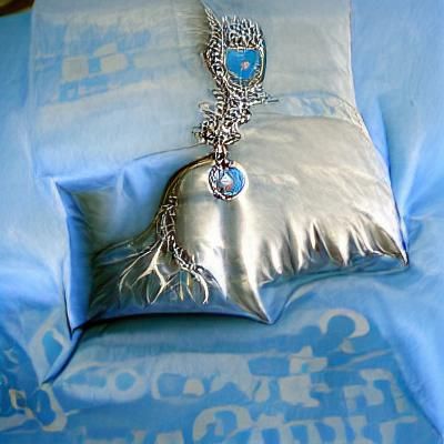 Ornate Silver Necklace on Cerulean Pillow