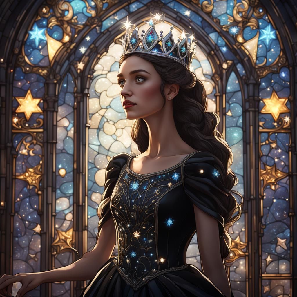 Stained Glass Princess in Starry Gown