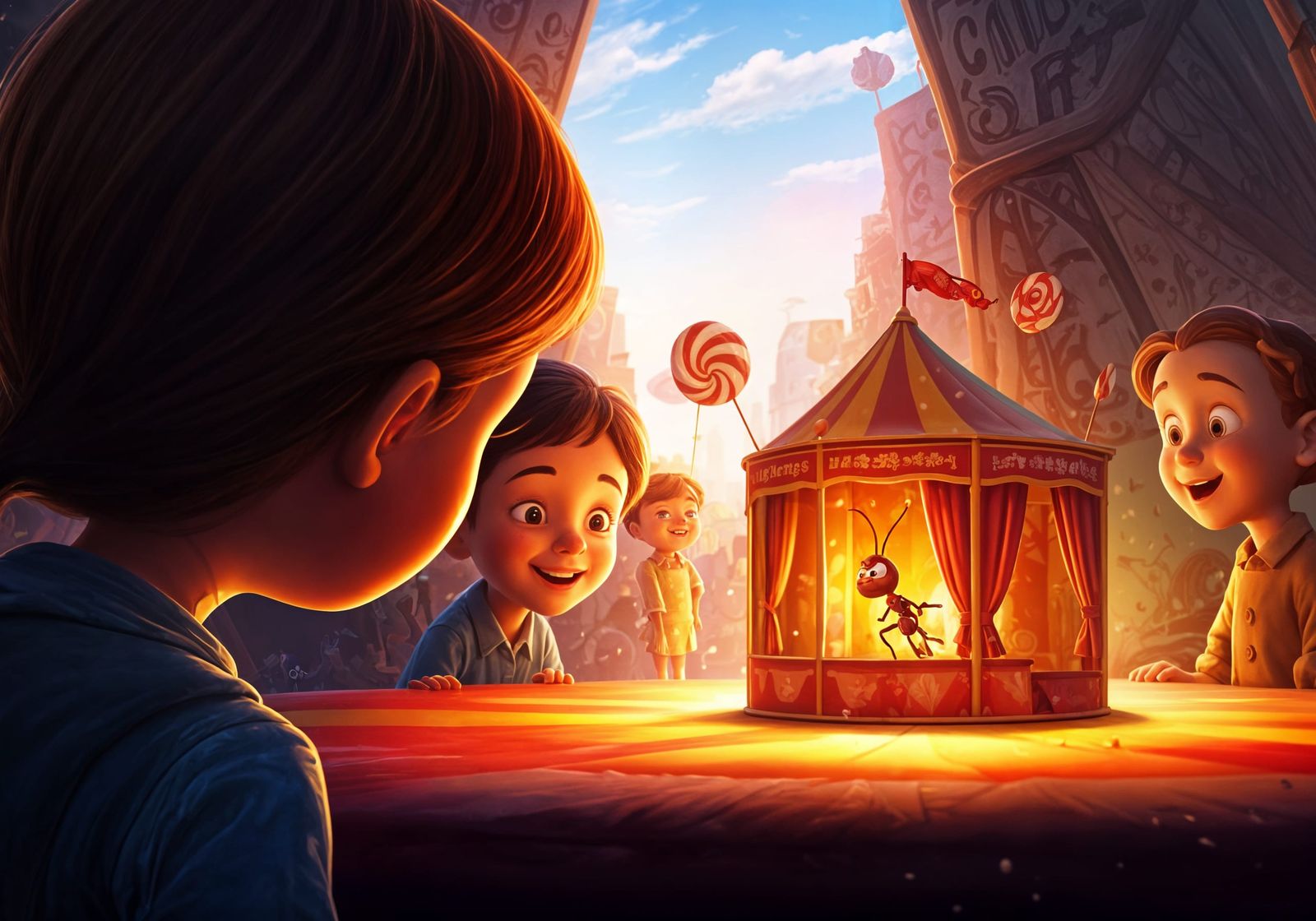 Whimsical Circus Scene in Vibrant Candy Art Style