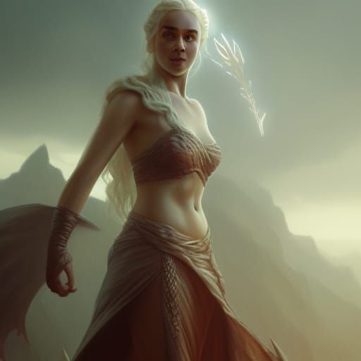 Detailed Dark Fantasy Portrait of Daenerys Targaryen