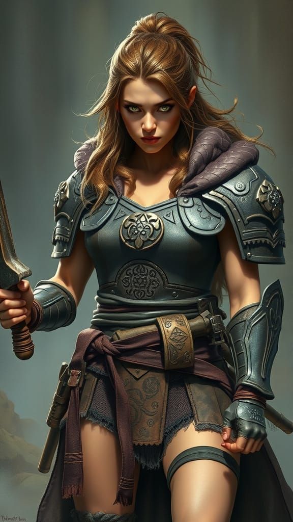 Warrior in Stone Armor Stands Tall