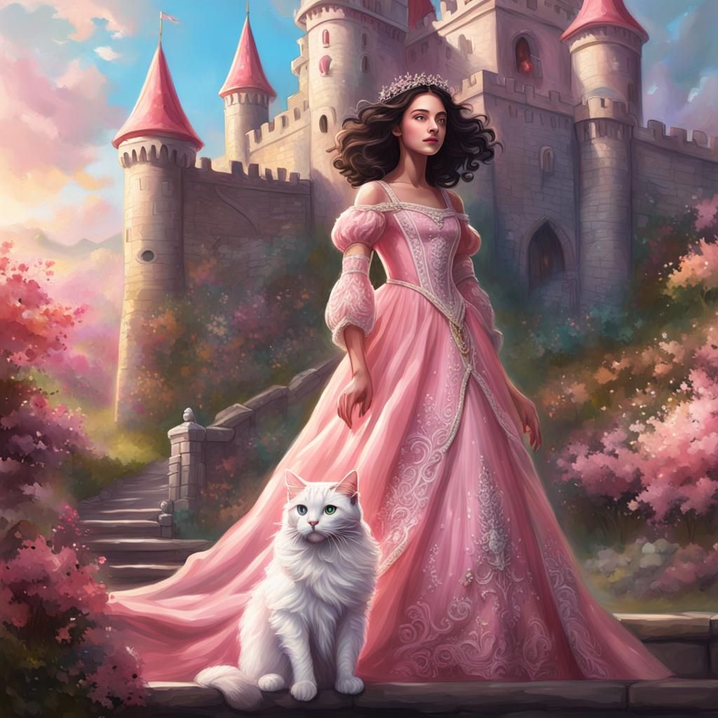 Princess with Dark Hair in Fantasy Castle Splash Art
