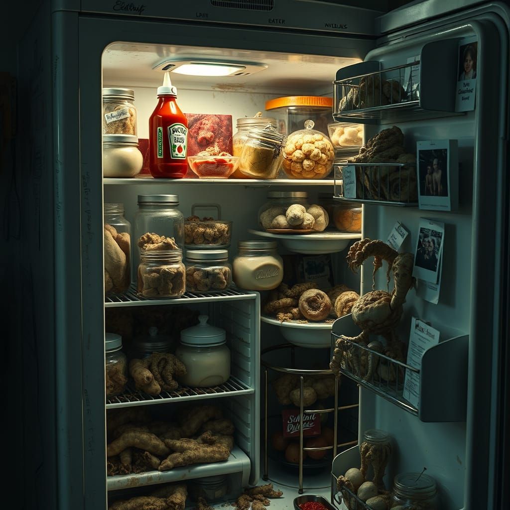 Grotesque Fridge Abomination in Retro Style