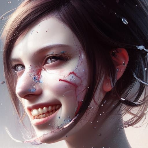 Girl with Glasgow Grin: Hyperdetailed Concept Art