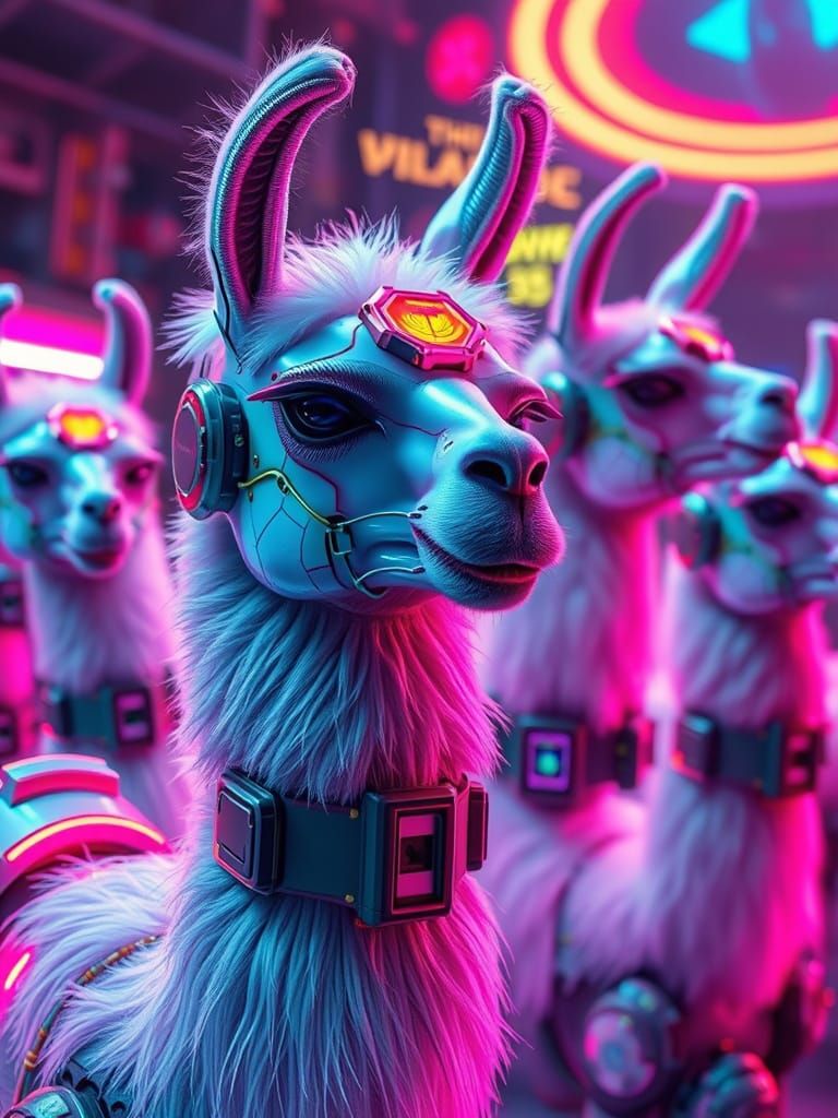 Colorful Animatronic Llamas