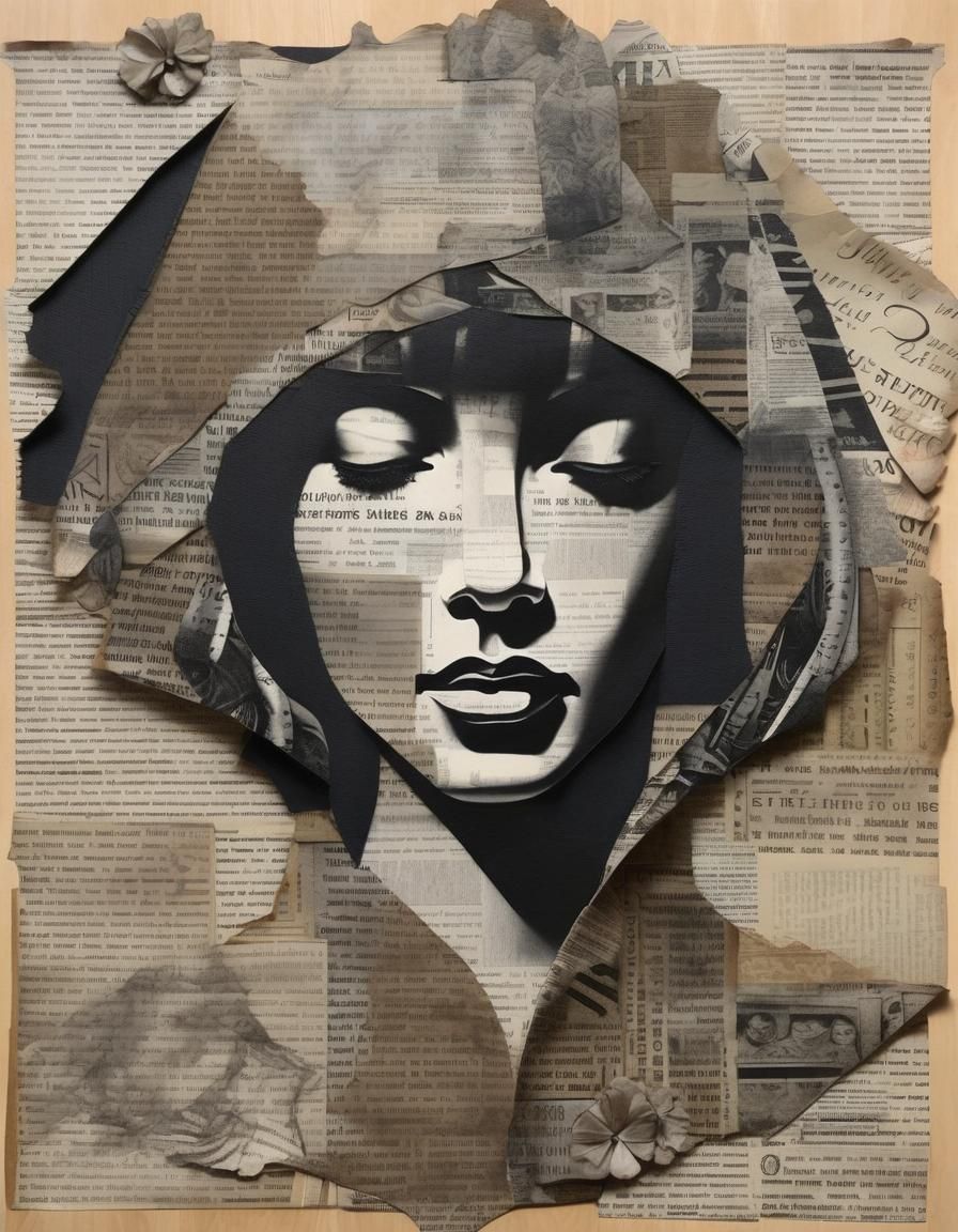 Monochromatic Portrait with Vintage Paper Elements