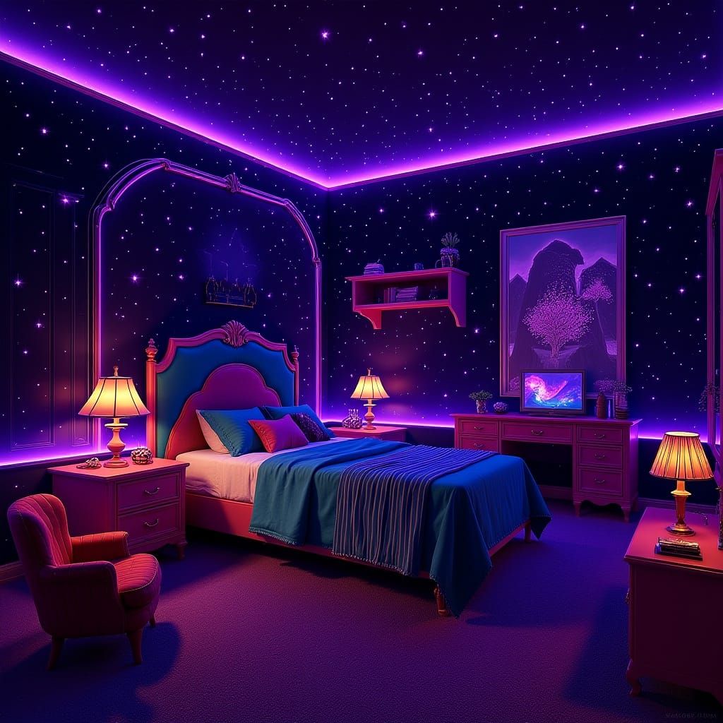 Night Sky Bedroom Hideaway in Art Deco Style