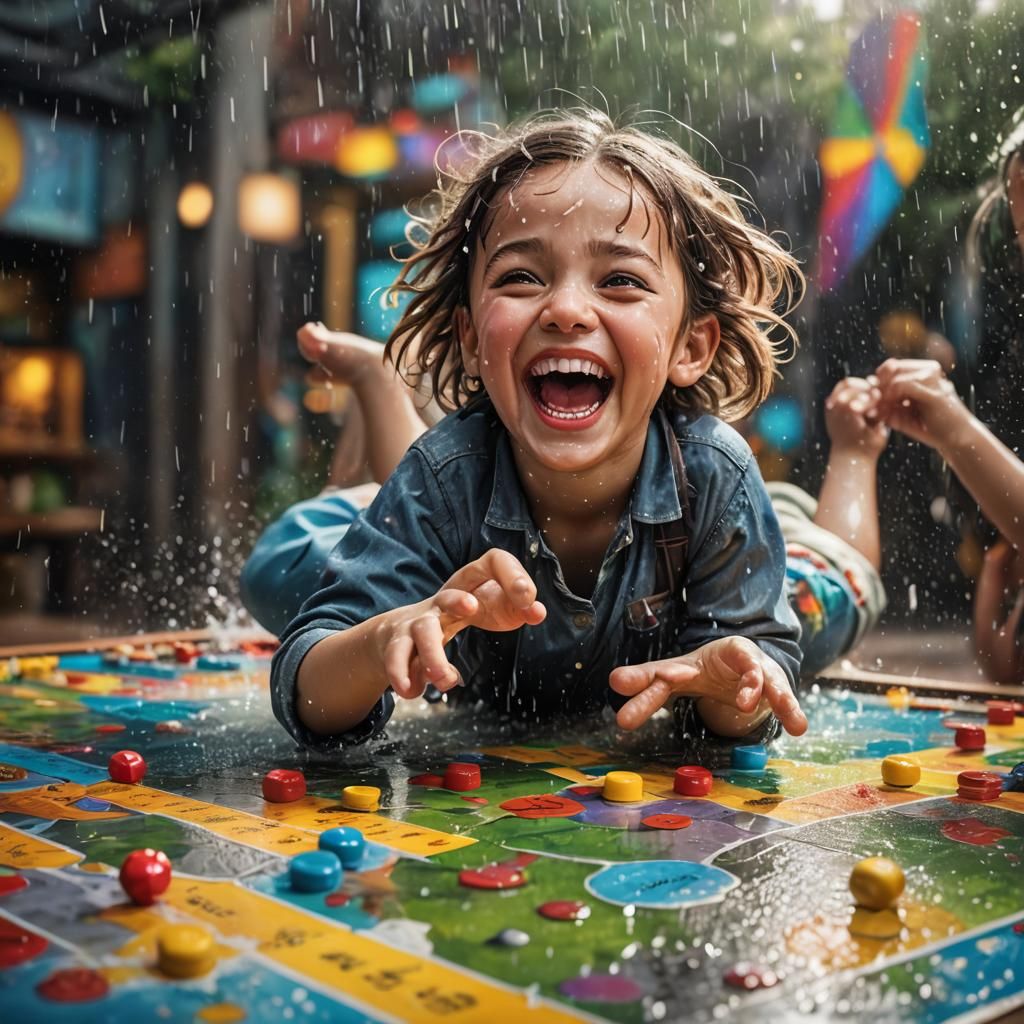 Kids Laughing While Playing Board Game