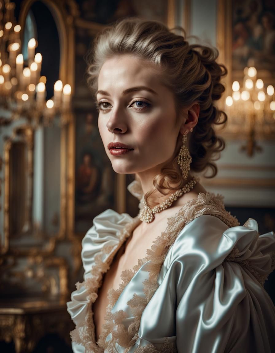 Elegant Lady in Lavish Velour Gown