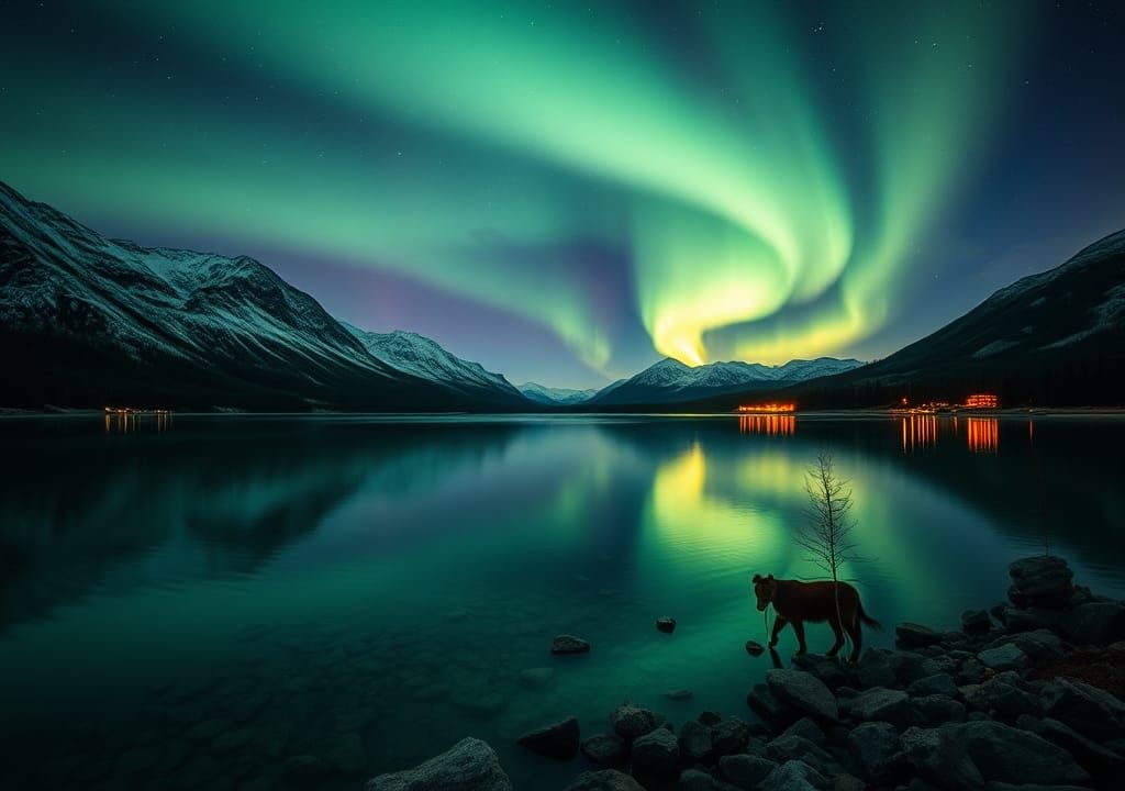 Iniakuk Lake Aurora Borealis High-Resolution Photograph