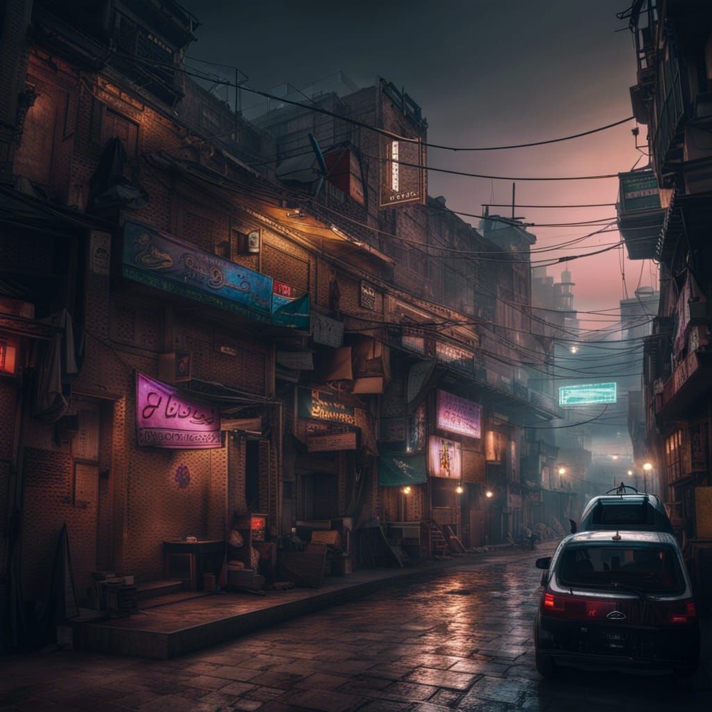 Cyberpunk Lahore: Hyperrealistic Cityscape in HDR