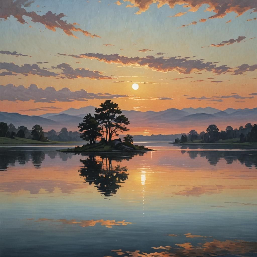 Sunset Over Lake: A Serene Landscape