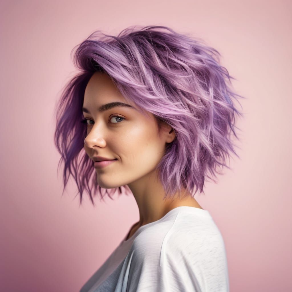 Empathetic Portrait in Vibrant Purple Hues