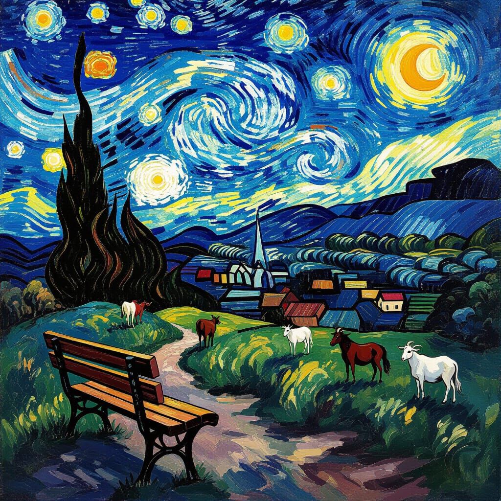 Mountain Valley Under Starry Night Sky