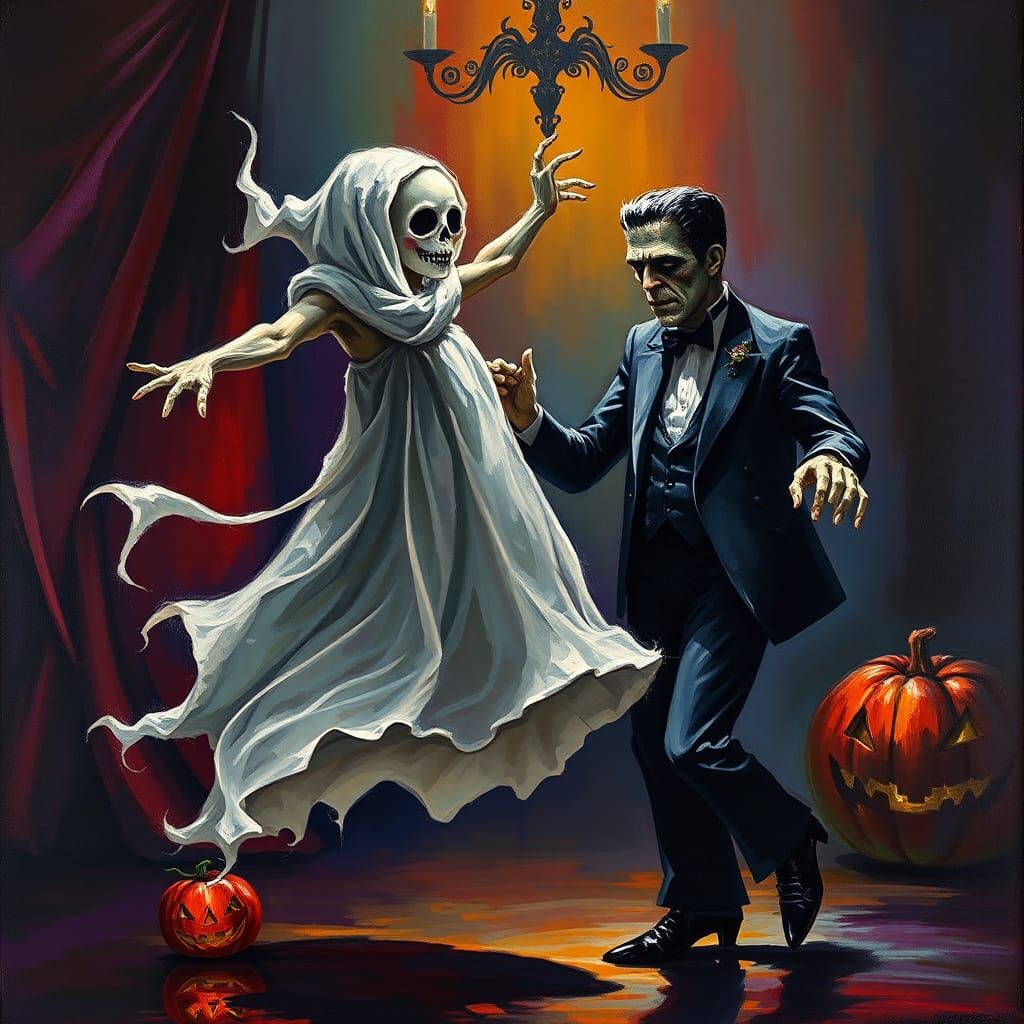 Ghost and Frankenstein's Eerie Halloween Dance
